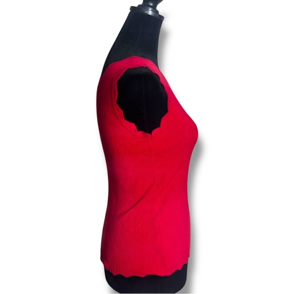 Unbranded Fun Bold Bright Red Scalloped Hem One Shoulder Tank Top - Picture 6 of 14